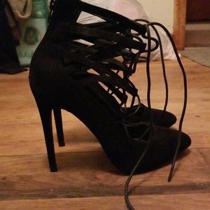 Black lace up heels
